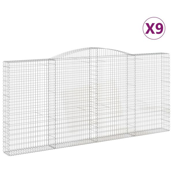vidaXL Klenut&eacute; gabionov&eacute; ko&scaron;e 9 ks 400x30x180/200cm pozinkovan&eacute; železo
