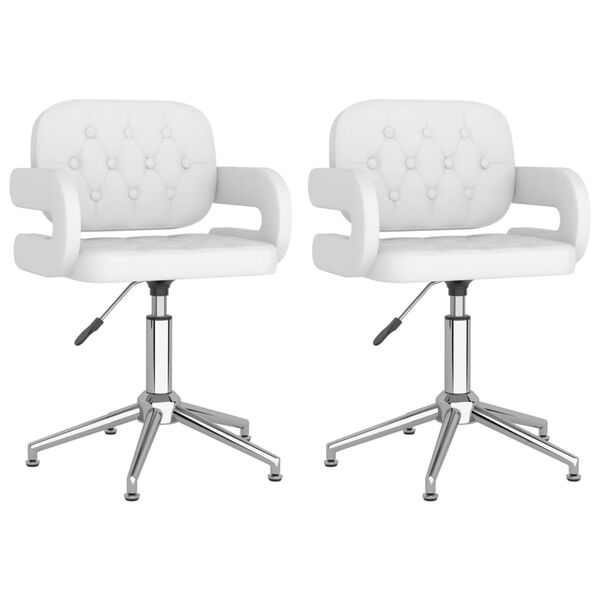 vidaXL Otočn&eacute; j&iacute;deln&iacute; židle 2 ks b&iacute;l&eacute; uměl&aacute; kůže