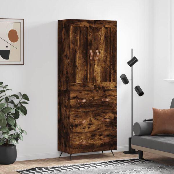 vidaXL Skř&iacute;ň highboard kouřov&yacute; dub 69,5 x 34 x 180 cm kompozitn&iacute; dřevo