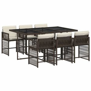 vidaXL 7d&iacute;ln&yacute; zahradn&iacute; j&iacute;deln&iacute; set s podu&scaron;kami hněd&yacute; polyratan