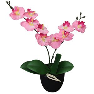 vidaXL Uměl&aacute; rostlina orchidej s květin&aacute;čem 30 cm růžov&aacute;