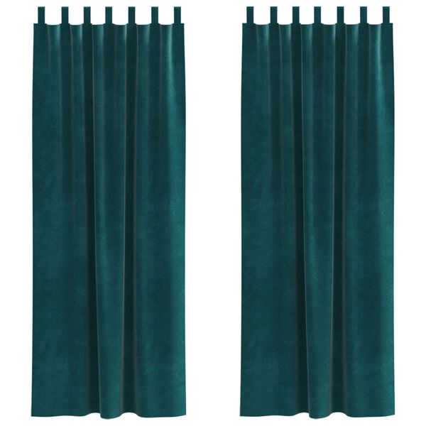 vidaXL Zatemňovací závěsy 2 pcs Tmavě zelená 140 x 260 cm samet
