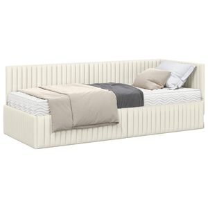 vidaXL Rohov&yacute; r&aacute;m postele s matrac&iacute; 2 ks Kr&eacute;mov&aacute; 80 x 200 cm samet