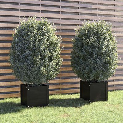 vidaXL Zahradní truhlíky 2 ks černé 40 x 40 x 40 cm masivní borovice
