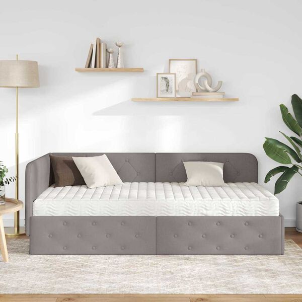 vidaXL Rohov&yacute; r&aacute;m postele s matrac&iacute; s čelo Taupe 100 x 200 cm textil