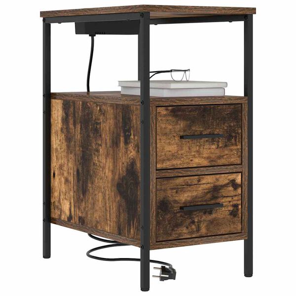 vidaXL Nočn&iacute; skř&iacute;ňka Kouřov&yacute; dub 30 x 48 x 61 cm kompozitn&iacute; dřevo