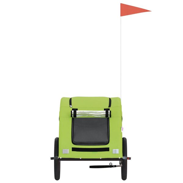 vidaXL Vozík za kolo pro psa zelený oxfordská tkanina a železo