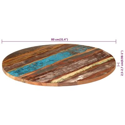 vidaXL Kulatá stolní deska 80 cm 25–27 mm masivní recyklované dřevo
