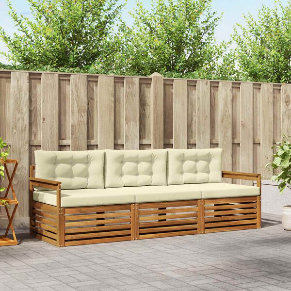 vidaXL Venkovn&iacute; pohovkov&aacute; souprava 3 pcs Přirozen&aacute; a Kr&eacute;mov&aacute;