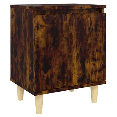 vidaXL Noční stolek masivní dřevěné nohy kouřový dub 40 x 30 x 50 cm