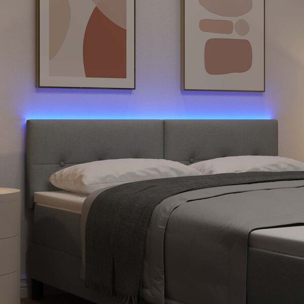 vidaXL LED hlavov&aacute; deska s čelo Světle &scaron;ed&aacute; 160 cm Polyester