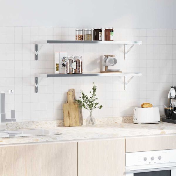 vidaXL Policov&eacute; drž&aacute;ky 4 ks 30 x 2,5 x 15,5 cm stř&iacute;brn&eacute; nerezov&aacute; ocel