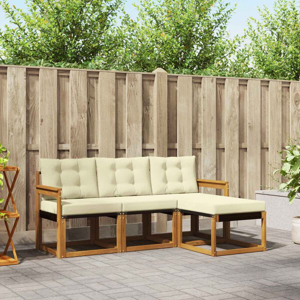 vidaXL Venkovn&iacute; pohovkov&aacute; souprava 4 pcs Přirozen&aacute; a Kr&eacute;mov&aacute;