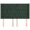 vidaXL Čelo postele typu u&scaron;&aacute;k tmavě zelen&aacute; 147x16x118/128 cm samet