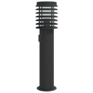 vidaXL Venkovn&iacute; stojac&iacute; lampa se z&aacute;suvkou čern&aacute; 60 cm nerezov&aacute; ocel