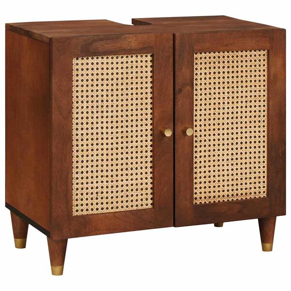 vidaXL Koupelnová skříň 3 pcs Hnědá a černá Masivní mangové dřevo