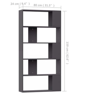 vidaXL Knihovna/zástěna do pokoje šedá 80 x 24 x 159 cm dřevotříska