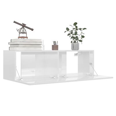 vidaXL TV stolek bílý s vysokým leskem 100 x 30 x 30 cm dřevotříska