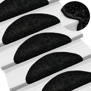 vidaXL Schodov&eacute; rohože 15 ks 56 x 17 x 3 cm čern&eacute;, půlkulat&eacute;