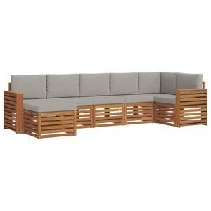 vidaXL Rohov&aacute; sofa sada s pol&scaron;t&aacute;řem 7 pcs Př&iacute;rodn&iacute; a světle &scaron;ed&aacute;