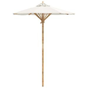vidaXL Zahradn&iacute; slunečn&iacute;k &Oslash; 150 x 210 cm Bambus Kulat&yacute; Kr&eacute;mově b&iacute;l&aacute;