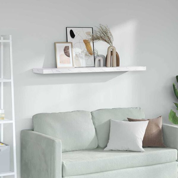 vidaXL N&aacute;stěnn&aacute; polička B&iacute;l&yacute; mramor 120 x 23,5 x 4 cm kompozitn&iacute; dřevo