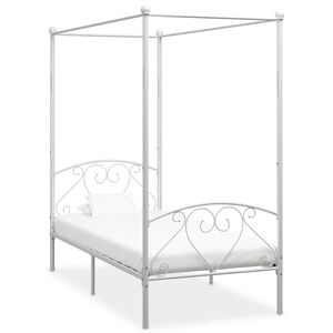 vidaXL R&aacute;m postele s nebesy b&iacute;l&yacute; kovov&yacute; 90 x 200 cm