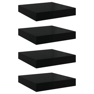 vidaXL Plovouc&iacute; n&aacute;stěnn&eacute; police 4 ks leskl&eacute; čern&eacute; 23x23,5x3,8 cm MDF