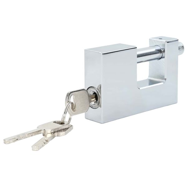 vidaXL visac&iacute; z&aacute;mek 2 pcs Stř&iacute;brn&aacute; 8,7 x 1,9 x 5,5 cm Železo