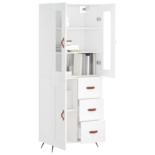 vidaXL Skř&iacute;ň highboard b&iacute;l&aacute; 69,5 x 34 x 180 cm kompozitn&iacute; dřevo