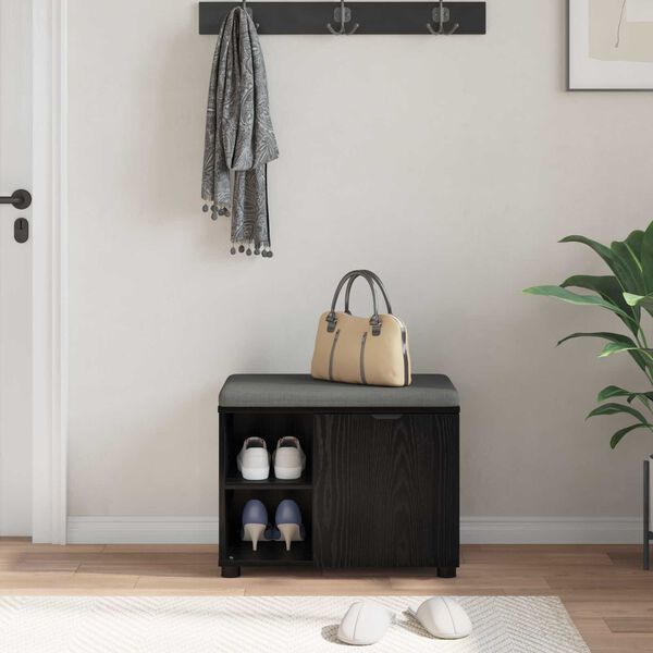 vidaXL Chodbičkov&aacute; lavice s pol&scaron;t&aacute;řem Čern&yacute; Dub 60 x 38 x 46 cm