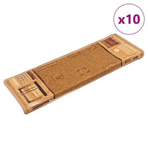 vidaXL N&aacute;&scaron;lapy na schody samolepic&iacute; 10 ks 65x21x4 cm b&eacute;žov&eacute;