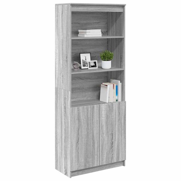 vidaXL Skř&iacute;ň highboard &scaron;ed&aacute; sonoma 70 x 35 x 180 cm kompozitn&iacute; dřevo