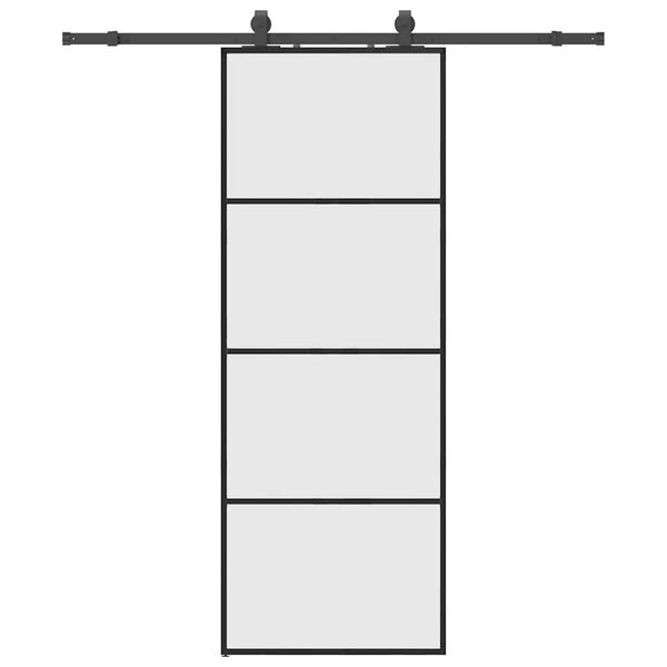 vidaXL Posuvn&eacute; dveře se sadou kov&aacute;n&iacute; čern&eacute; 76x205 cm ESG Glass