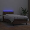 vidaXL Box spring postel s matrac&iacute; a LED hněd&aacute; 90x200 cm uměl&aacute; kůže