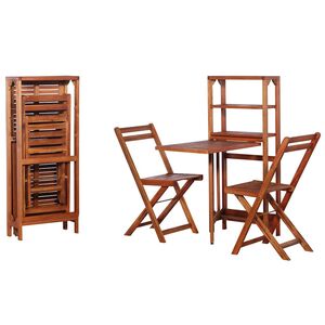 vidaXL 3d&iacute;ln&yacute; skl&aacute;dac&iacute; bistro set masivn&iacute; ak&aacute;ciov&eacute; dřevo