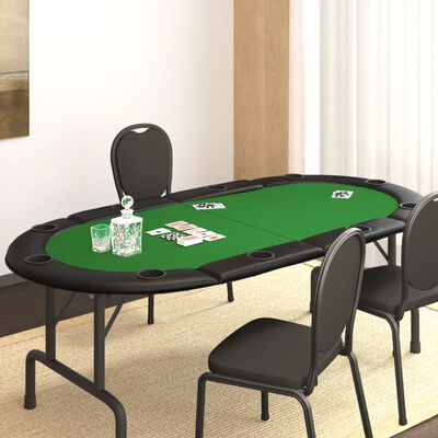vidaXL Skládací deska na poker pro 10 hráčů zelená 208 x 106 x 3 cm