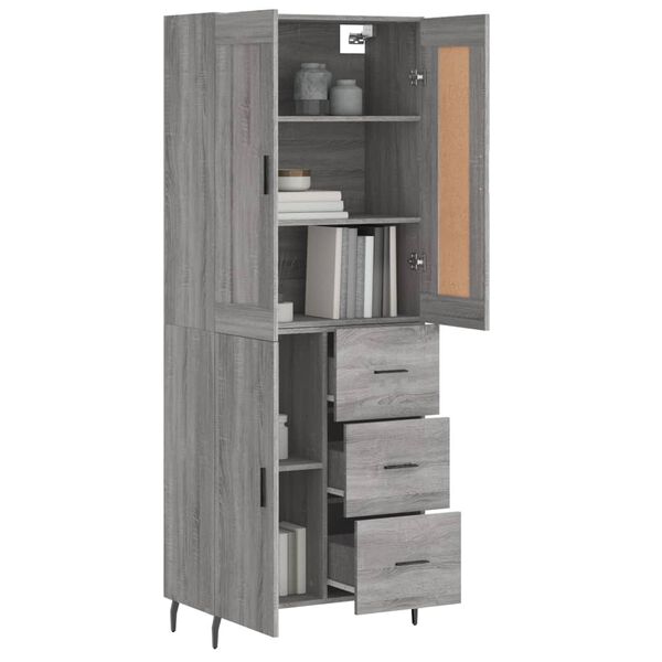 vidaXL Skř&iacute;ň highboard &scaron;ed&aacute; sonoma 69,5 x 34 x 180 cm kompozitn&iacute; dřevo