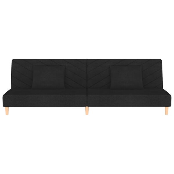 vidaXL 2místná rozkládací pohovka se 2 polštáři černá textil