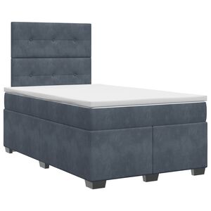 vidaXL Postel boxspring s matrac&iacute; s čelo Tmavě &scaron;ed&aacute; 120 x 190 cm Samet