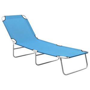 vidaXL Zahradn&iacute; leh&aacute;tko ocel a textil tyrkysově modr&eacute;