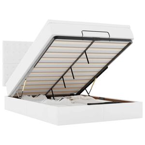 vidaXL Osmansk&yacute; r&aacute;m postele s matrac&iacute; b&iacute;l&yacute; 140x190cm uměl&aacute; kůže