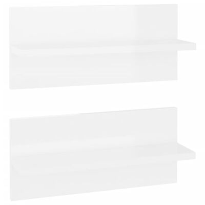 vidaXL Nástěnné police 2 ks bílé s vysokým leskem 40 x 11,5 x 18 cm