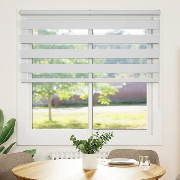 vidaXL Zebra roleta b&iacute;l&aacute; 140x150 cm &scaron;&iacute;řka l&aacute;tky 135,9 cm polyester