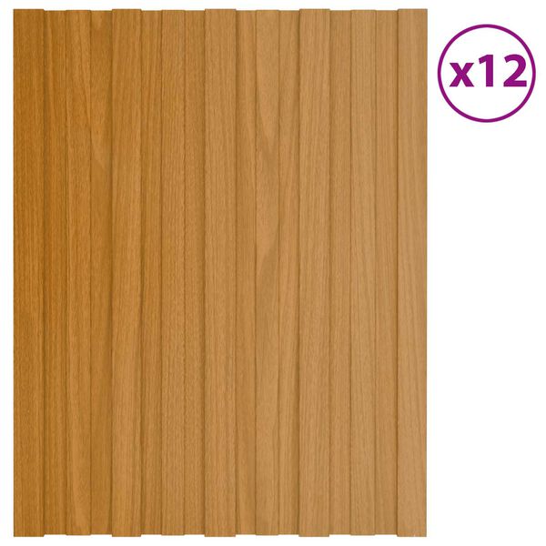 vidaXL Stře&scaron;n&iacute; panel 12 pcs Př&iacute;rodn&iacute; 60 x 45 cm Pozinkovan&aacute; ocel