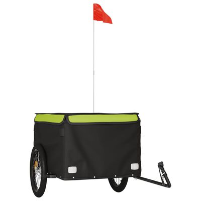 vidaXL Přívěsný vozík za kolo černý a zelený 45 kg železo