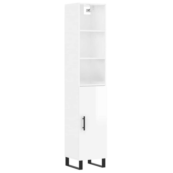 vidaXL Skř&iacute;ň highboard b&iacute;l&aacute; s vysok&yacute;m leskem 34,5x34x180 cm kompozit