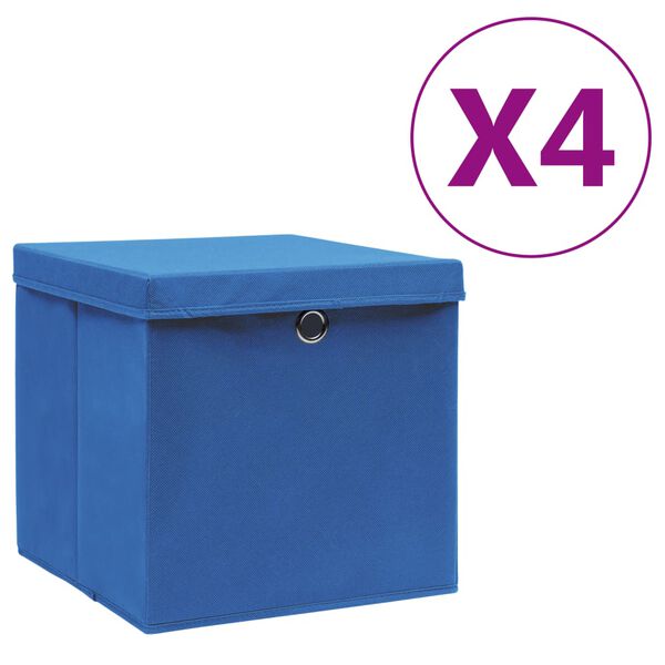 vidaXL Úložné boxy s víky 4 ks 28 x 28 x 28 cm modré