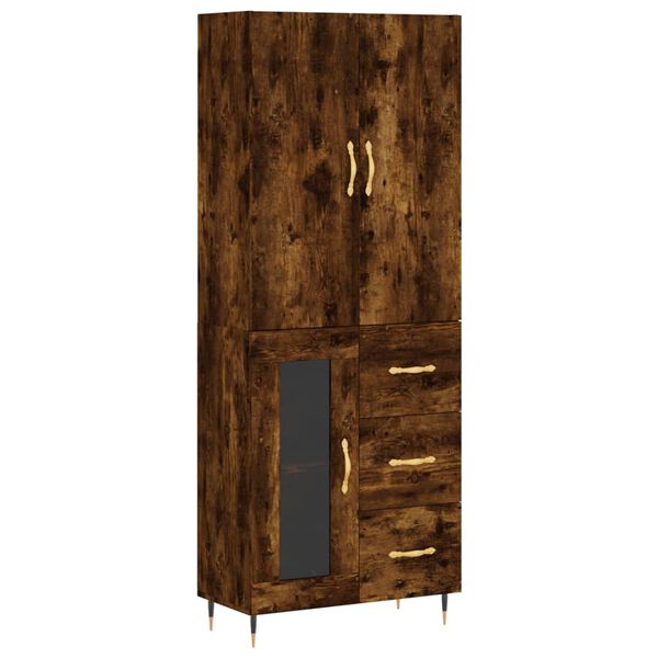 vidaXL Skř&iacute;ň highboard kouřov&yacute; dub 69,5 x 34 x 180 cm kompozitn&iacute; dřevo