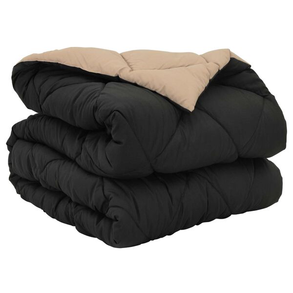 vidaXL Celoročn&iacute; přikr&yacute;vka Čern&aacute; a taupe 220 x 155 cm Mikrovl&aacute;kno